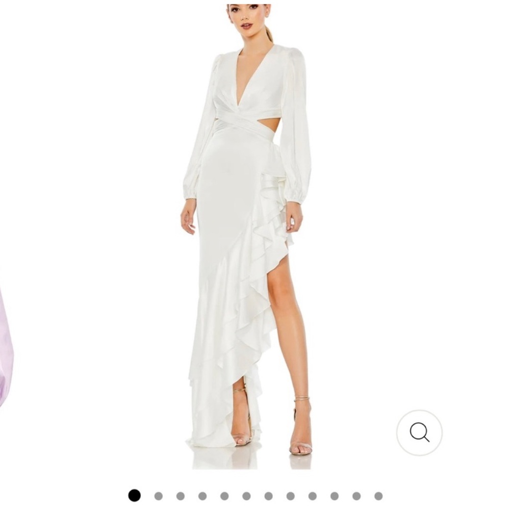 Mac Duggal Cut Out Asymmetrical Ruffled Gown